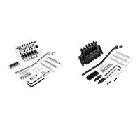 Goorvoucs 2Set Electric Guitar Tremolo Bridge Assembly 2 Point Strat Guitar Tremolo Bridge Locking System (Silver & Black)