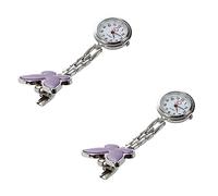Goorvoucs 2X Pocket Watch - Nurses Wacht Heart Rate Monitor Pocket Watch Quartz Butterfly Theme