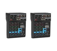 Goorvoucs 2X Professional 4 Channel Bluetooth Mixer Audio Mixing DJ Console with Reverb Effect for Home Karaoke USB Live Stage KTV