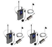 Goorvoucs 3X UHF Portable Wireless Headset/Lavalier Lapel Microphone with Bodypack Transmitter and Receiver 1/4 Inch Output