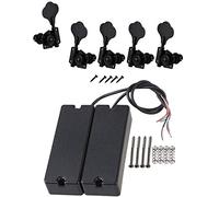 Goorvoucs 5Pcs Guitar Tuning Keys Pegs Machine Heads Tuners Black 1L4R with 5 String Guitar Pickup Pack of 2