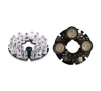 Goorvoucs CCTV Camera 10Mil 90 Degree Red 5mm 24 LED Bulb IR Infrared Lamp Board & 3 Array IR Led Spot Light Infrared 3X IR LED Board for CCTV Cameras Night Vision (53mm Diameter)