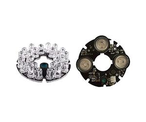 Goorvoucs CCTV Camera 10Mil 90 Degree Red 5mm 24 LED Bulb IR Infrared Lamp Board & 3 Array IR Led Spot Light Infrared 3X IR LED Board for CCTV Cameras Night Vision (53mm Diameter)