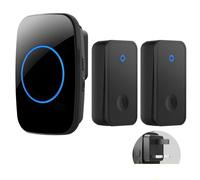 Goorvoucs Self Powered Wireless DoorBell No Battery Waterproof Door Bell for Kids Elderly Caller 2 Button 1 Receiver UK Plug