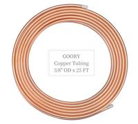 GOORY Pure Copper Tubing 3/8" OD x 0.328" ID x 25 Ft - 99.9% C12200 ACR Tube ASTM B280 Refrigeration T2 Copper Tube Soft Coil Round Seamless Copper Tubing for Refrigerator HVAC System Industry DIY