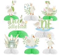 Goose 1st Birthday Party Decorations, One Silly Goose Birthday Honeycomb Centerpieces Green A Little Silly Goose Is Turning One Decor for Kids First Farm Animal Theme Birthday Party Supplies