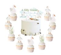Goose Baby Shower Decorations a Silly Goose Will Soon Be on the Loose Cake Topper Goose Cupcake Toppers Green Farm Animal Baby Party Decor for Boys Girls Goose Theme Baby Shower Supplies