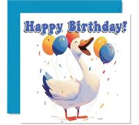 Goose Birthday Card - Balloon Animals - Happy Birthday Cards for Son Daughter Brother Sister Grandson Granddaughter Niece Nephew Cousin, 145mm Bday Greeting Cards