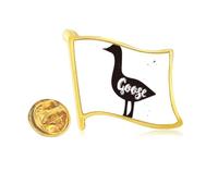 Goose Black And White Animal Golden Metal Flag Lapel Pin Badge