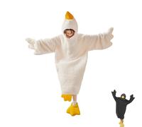 Goose Blanket Hoodie Goose Onesie,Fleece Oversized Wearable Blanket Hoodie,Oversized Warm, with Sleeves and Goose Feet Slippers,Suitable for wearing at any age (Whtie,M)