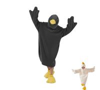 Goose Blanket Hoodie Goose Onesie,Fleece Oversized Wearable Blanket Hoodie,Oversized Warm, with Sleeves and Goose Feet Slippers,Suitable for wearing at any age (Gray,M)