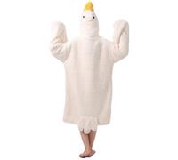 Goose Blanket Hoodie Onesie Adult & Kid,Oversized Warm Duck Wearable Hoodie Blanket with Sleeves,Cozy Sleeping Bag, White, Medium