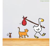 Goose, cat and Mouse Wall Stickers (Large Size) - Perfect for Nursery or Child's Bedroom