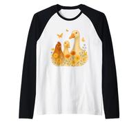 Goose Chicken Duck Cottagecore Tee Wildflowers Butterfly Raglan Baseball Tee