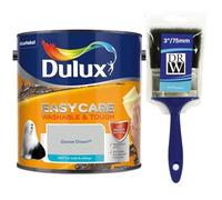Goose Down Dulux Easycare Matt Emulsion Paint 2.5L + 3" Emulsion Paint Brush - Washable & Stain Resistant, Durable Matt Finish, Quick Dry, Low Odour Interior Wall & Ceiling Paint