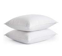 Goose Down Feather Pillows, Soft Bed Pillows Standard Size Set of 2, 100% Soft Cotton Shell, Hotel Pillows for Back, Stomach or Side Sleepers