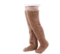 Goose Down Knee Socks for Christmas,Womens Plush Over the Knee Long Tube Sock,Soft Cozy Christmas Fuzzy Knee High Sock (UK, Alpha, One Size, Regular, Regular, Brown)