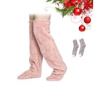 Goose down Knee Socks, Thickened Goose down Leg Warming Knee Socks, Autumn and Winter Plush Thick Sleeping, Extra Long Warm Plush Thigh High Socks (02, One Size)