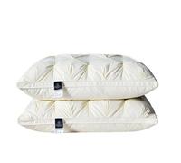 Goose Down Pillow Hotel White Goose Feather Bed Pillows for Sleeping Standard Size Pillows Set of 2, Cloud Soft Comfort Fluffy Pillow for Back, Side, Stomach Sleepers,Washable,Beige,Low Pillow