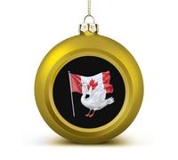 Goose-Duck And Canadian Flag Christmas Ball Ornaments Funny Christmas Tree Decorations Red And Gold for Holiday Party Decor