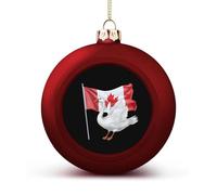 Goose-Duck And Canadian Flag Christmas Ball Ornaments Funny Christmas Tree Decorations Red And Gold for Holiday Party Decor