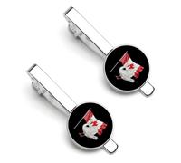 Goose-Duck And Canadian Flag Tie Clips for Men Classic Necktie Tie Bar 2 Pack Clasp Clips Gifts for Anniversary Business