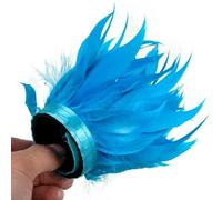Goose Feather Slap Bracelet Cuff Sleeve Wholesale Women Wrist Detachable Ostrich Feather Cuffs-Lake Blue-2pcs