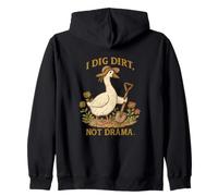 Goose Gardener I Dig Dirt Not Drama Cottagecore Mama Vintage Zip Hoodie