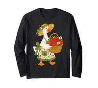 Goose Gardening Summer Fruits Strawberry Cottagecore Long Sleeve T-Shirt