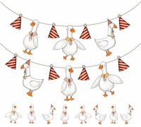 Goose Garland,Ducks Garland,Farm Animal Themed Party Decorations,Goose Banner+DIY Party Essentials - Set of 25