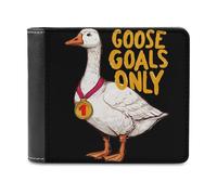 Goose Goals Only Men's Leather Wallet Bifold Purse Card Holder Slim Money Clip Single-Sided Print