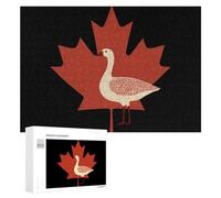 Goose in The Middle of Canada Flag Fun Wooden Picture Puzzle Creative Gift Wood Jigsaw for Adults And Family Game