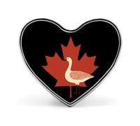Goose in The Middle of Canada Flag Heart Metal Brooches 1 Inch Decorative Badges Exquisite Decorations Pins for Clothing