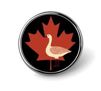 Goose in The Middle of Canada Flag Round Metal Brooches 1 Inch Memorial Badges Exquisite Decorations Pins for Clothing