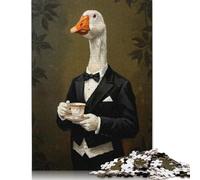 Goose in Tuxedo with Tea Puzzles 1000 Pieces Wooden Puzzles Wood Puzzle Jigsaws For Adults Teenagers Teenager Man Woman Gift 1000pcs (75x50cm)