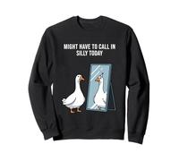 goose looking in mirror seeing clown self cartoon Sweatshirt