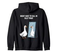 goose looking in mirror seeing clown self cartoon Zip Hoodie