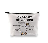 Goose Lover Gift Anatomy of A Goose Makeup Bag Goose Whisperer Cosmetic Bag Goose Owner Gift Bird Lover Gift Goose Farmer Gift Zipper Travel Pouch (Goose White)