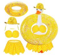 Goose Outfit Summer Porch Goose Bikini Cute Clothes Yellow Polka Dot Sculpture Clothes for 23'' Statue Outdoor Garden Yard Lawn Patio Party Decoration