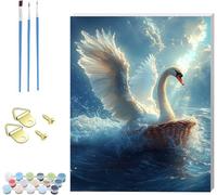 Goose Paint by Numbers for Adults with Frame, Paint by Numbers on Canvas Cloud, DIY Oil Painting Arts and Crafts Kit with Brushes, Hobbies for Adults Women, Home Wall Decor Gifts 30x40cm 5-3769