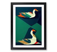 Goose Painting Polygon Framed Wall Art Print A2 Black
