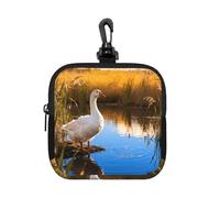 Goose Pond Reeds Small Waterproof Zipper Pouch-Neoprene Storage Bag for Earbuds, Keychain Clip Case