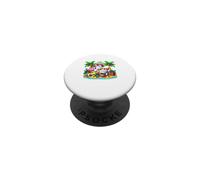 Goose Relaxing On Beach Funny Summer Vacation Hawaiian PopSockets Adhesive PopGrip