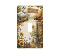 Goose Single Light Switch Cover Plate, Rustic Country Chicken Sunflower Summer Green Plastic Standard Size Decorative Wall Plates for Home Living Room New Apartment Decor (Single)