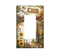 Goose Single Rocker Light Switch Cover, Rustic Country Chicken Sunflower Summer Green Plastic Standard Size Switch Plate Decorative for Home Living Room New Apartment Decor