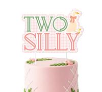 Goose Two Silly Cake Topper, Goose 2nd birthday Cake Topper, Pink Glitter Silly Goose Cake Decor for Girls, Farm Animal Theme Second Birthday Party Supplies