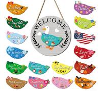 Goose Welcome Sign with 16 Interchangeable Outfits for Holiday Decor Including Winter Spring Summer and Fall (MZ981A)