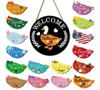 Goose Welcome Sign with 16 Interchangeable Outfits for Holiday Decor Including Winter Spring Summer and Fall (MZ981B)