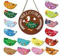 Goose Welcome Sign with 16 Interchangeable Outfits for Holiday Decor Including Winter Spring Summer and Fall (MZ981C)