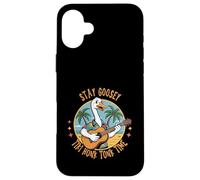 Goose with Guitar Hawaiian Shirt Tiki Vibes Pun Funny Hawaii Case for iPhone 16 Plus